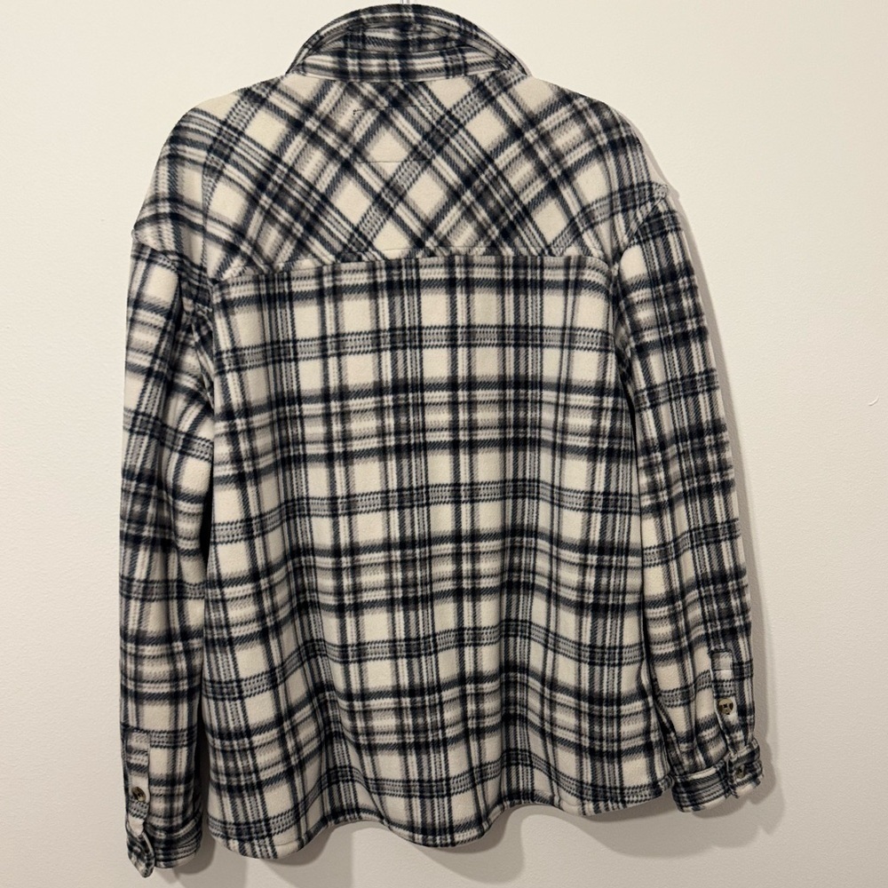 SAGE Collective Plaid Sherpa Lined Shacket Jacket Cream Black XXL - Picture 8 of 9